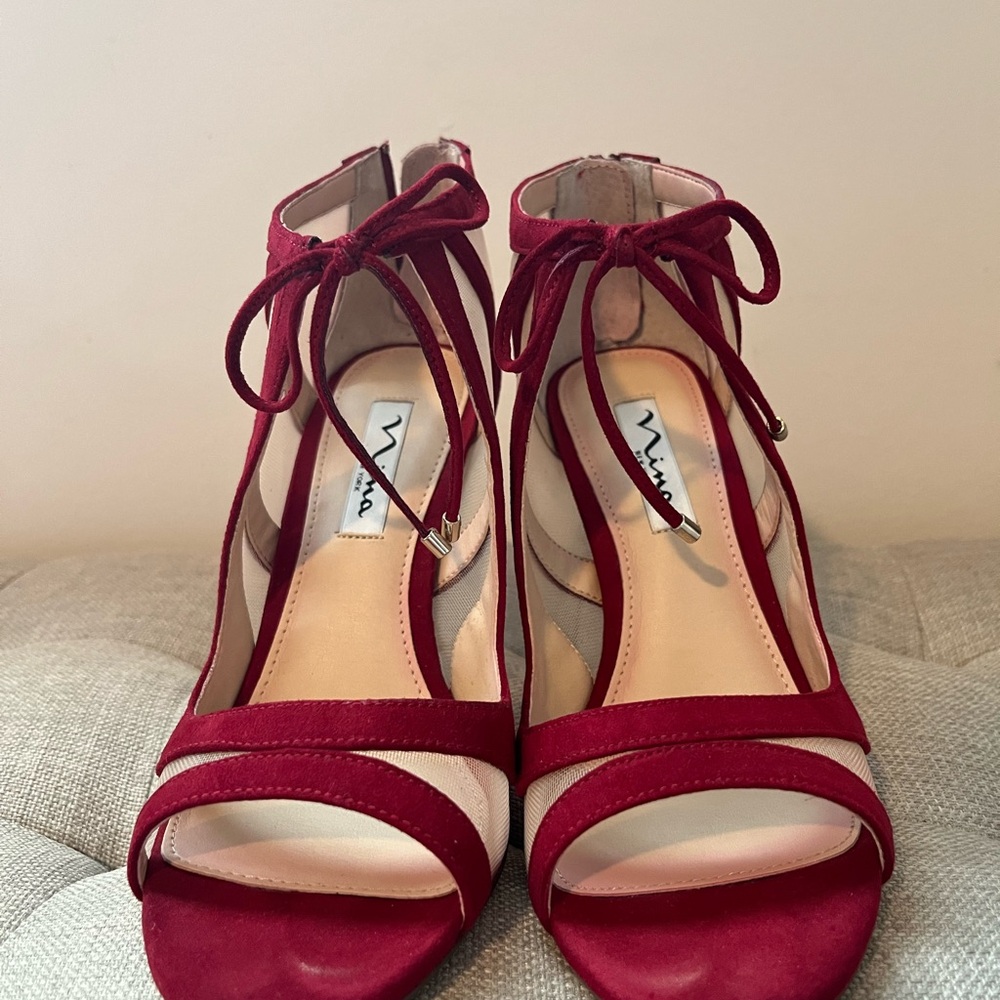Nina Red Lace-Up Heels